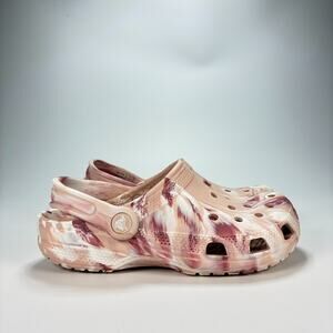Crocs Classic Marbled Clog Pink Slip On Comfort Lightweight 207464 Youth Size 3